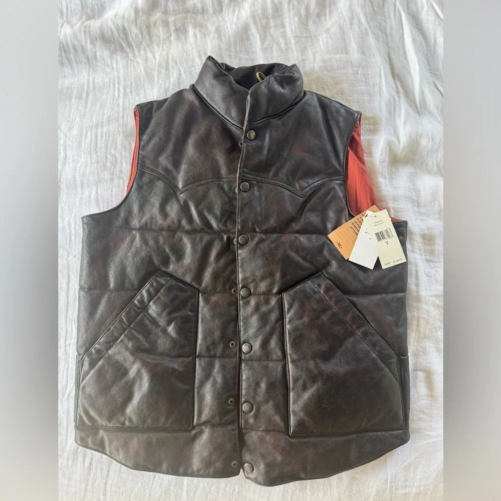 RRL Ralph Lauren Double RL Very Rare Western Quilted Leather Vest - Picture 5 of 11